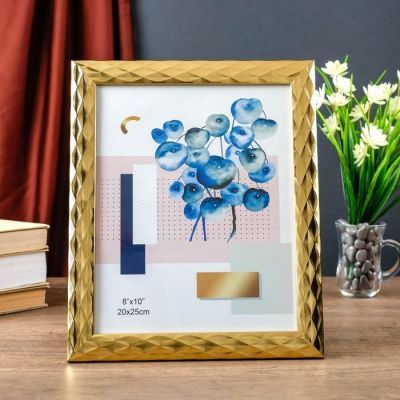 Фоторамка пластик 20х25 см "3D ромбы на золоте" 29х24х1 см