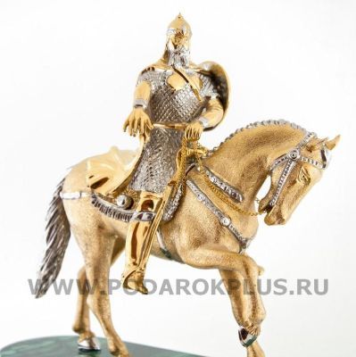 Каминные часы "Юрий Долгорукий" камень малахит