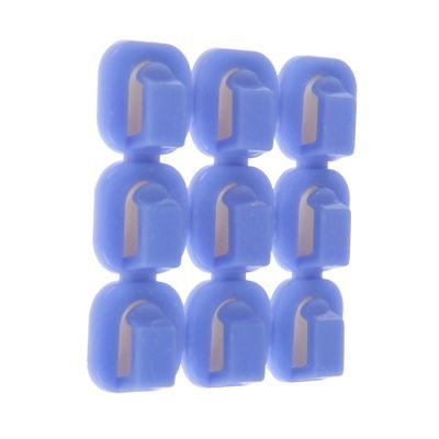 Держатель самоклеящийся для проводов и гирлянд ТУНДРА krep, 15х15х10 мм, синий, 9 шт.