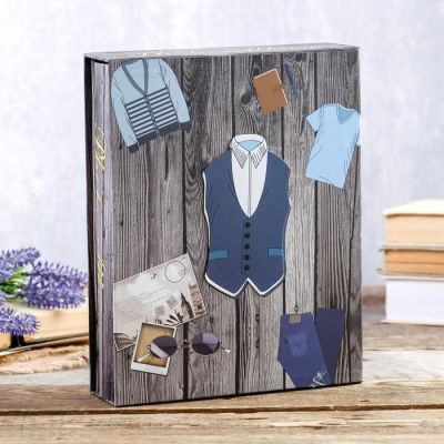 Фотоальбом на 200 фото 10х15 см "Мужской гардероб" в коробке, об.элемент МИКС 26х20,5х5,5 см   46288