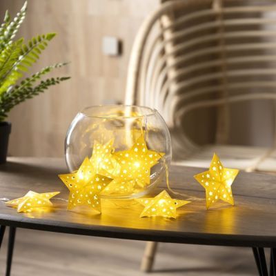 Гирлянда «Нить» 2 м с насадками «Звезда», IP20, прозрачная нить, 10 LED, свечение тёплое белое, AAх2