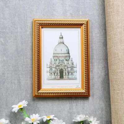 Фоторамка пластик 10х15 см "Золотые витки на карамельном" 18х13х1 см