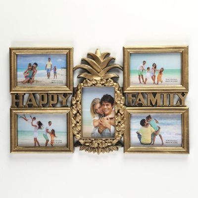 Фоторамка пластик на 5 фото 10х15 см "Ананас" тёмное золото 30,5х50 см