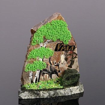 Сувенир-скол "Лось", змеевик, каменная крошка, малый