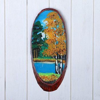 Панно на спиле "Осень", 35 см, каменная крошка, вертикальное