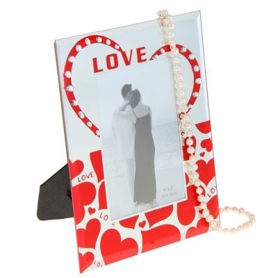 Фоторамка зеркальная со стразами "Романтика любви" (10 х 15 см)