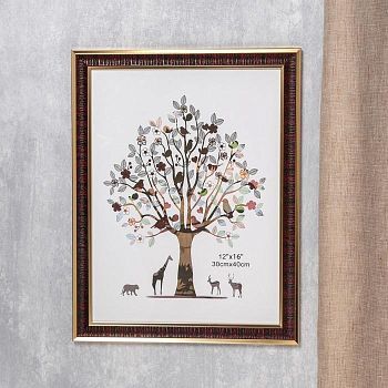 Фоторамка пластик 30х40 см "Жатая бумага" бордо с золотым обрамлением 44х34 см