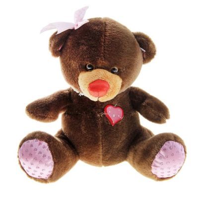 Мягкая игрушка музыкальная "Мишка с горящим сердцем" (h-20см)