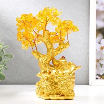 Бонсай  "Денежная жаба у дерева с янтарём"  (108 камней), 17 х 14 х 8 см