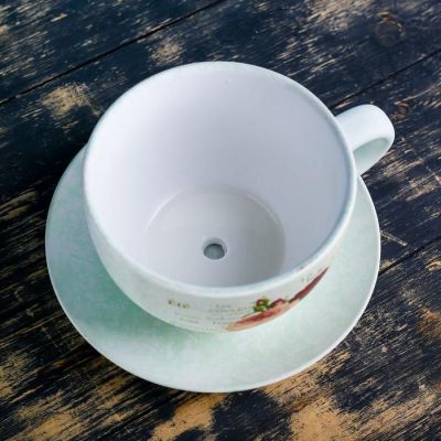 Кашпо-чашка "Чайная пара" белое