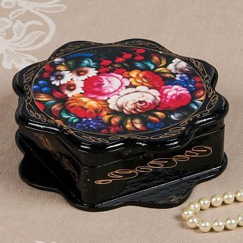 Шкатулка «Жостово», 16×16 см, лаковая миниатюра