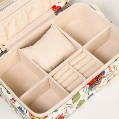 Шкатулка кожзам под часы 1 отделение и бижутерию "Сказочные цветы на белом" 7х22х14,5 см