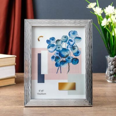 Фоторамка пластик 15х20 см "Волны на серебре" 22,6х17,6х1 см