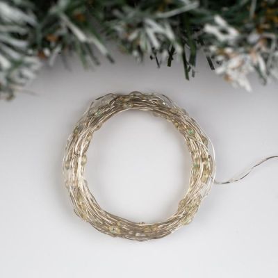 Гирлянда «Нить» 5 м роса, IP20, серебристая нить, 100 LED, свечение мульти (RGB), 2 режима, AAх3