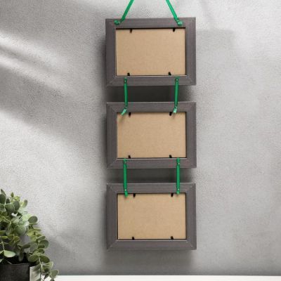 Фоторамка 10х15 см "Тройная" с тесьмой