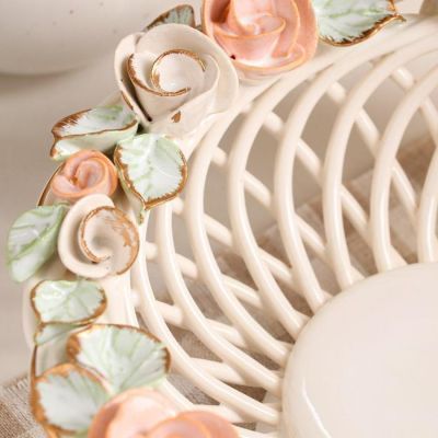 Конфетница "Солнышко", белая, цветная лепка, плетение, 10 см, микс