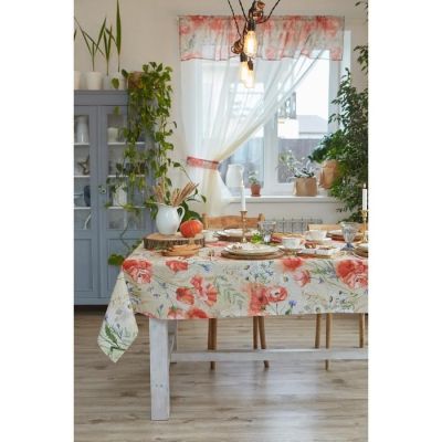 Скатерть "Этель" Маки 220х147 см, 100% хл, рогожка 160 гр/м2