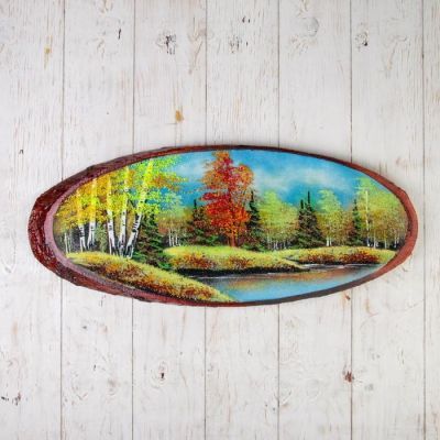 Панно на спиле "Осень", 65 см,  каменная крошка, горизонтальное