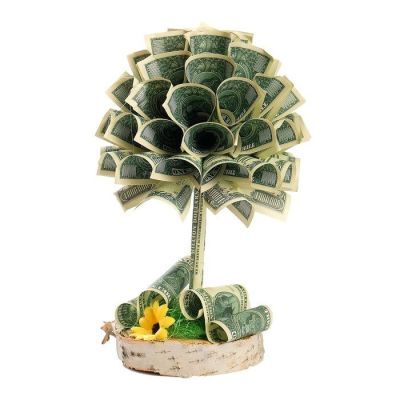 Денежное дерево с купюрами 100$ (высота 30 см)