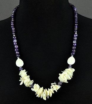 Бусы  Аметист, перламутр "Улыбка Зимы" арт.АНТ-151