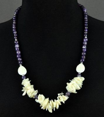 Бусы  Аметист, перламутр "Улыбка Зимы" арт.АНТ-151