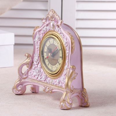 Часы настольные "Каминные", цвет  розовый, 21х19х6.5 см
