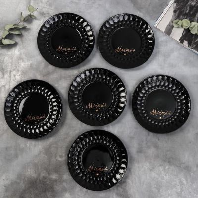 Набор тарелок полигонал «Мечтай», 20 см, чёрные, 6 шт