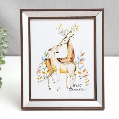 Фоторамка пластик 20х25 см "Зеркало с тёмно серебряной обводкой" 30х25,3 см