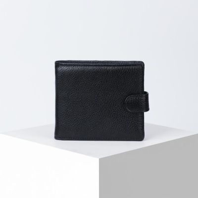 Портмоне мужское на кнопке, 3 отдела, отдел для карт, отдел для монет, цвет чёрный