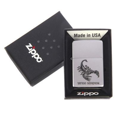 Зажигалка ZIPPO 205 Tattoo Scorpion с покрытием Satin Chrome