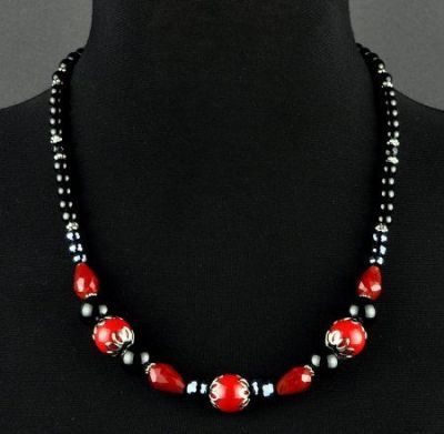 Бусы Агат, хрусталь, прес.коралл "Рипси" арт.АНТ-359