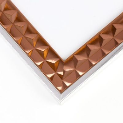 Фоторамка пластик 30х40 см "Бронзовые 3D треугольники с серебр.полосой" 44х35 см