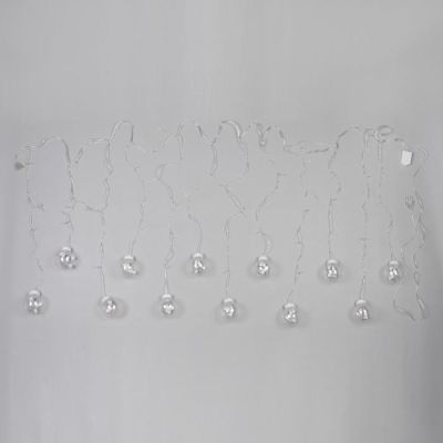 Гирлянда «Бахрома» 2.4 × 0.7 м с насадками «Шарики», IP20, прозрачная нить, 108 LED, свечение тёплое белое, 8 режимов, 220 В