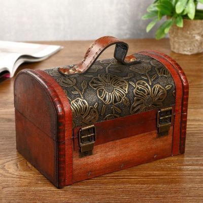 Шкатулка-сундучок дерево под старину (12 х 18 х 12 см)