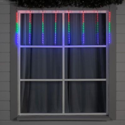 Гирлянда «Нить» 3 м с насадками «Сосульки 45 см», IP44, УМС, прозрачная нить, 36 LED, свечение мульти с эффектом стекания, 12 В