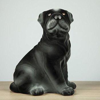 Копилка "Собака Шарпей", флок, серый цвет, 30 см