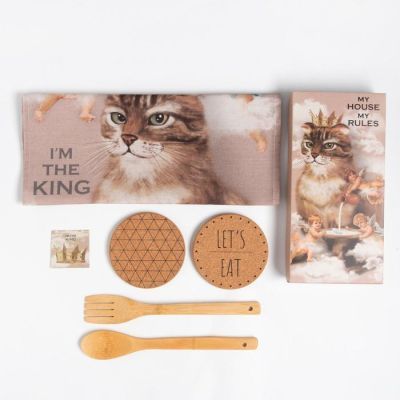 Набор подарочный My rules: полотенце, подставки, кухонная ложка, кухонная лопатка