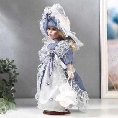 Кукла коллекционная керамика "Маленькая мисс в голубом платье" 30 см
