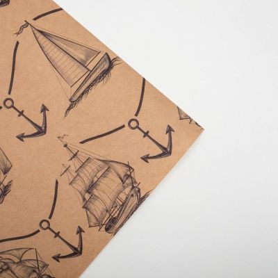 Бумага упаковочная крафтовая "Морская"  50х70 см