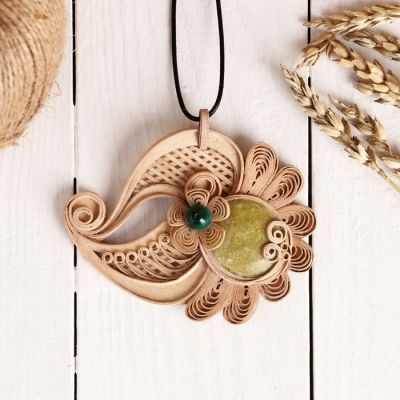 Подвеска «Клубничка»,Офит, береста