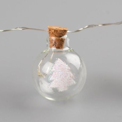 Гирлянда «Нить» 1.6 м с насадками «Шарики с ёлочкой», IP20, прозрачная нить, 15 LED, свечение мульти, ААх2