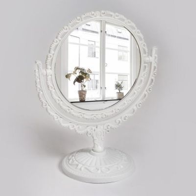 Зеркало настольное, двустороннее, с увеличением, d зеркальной поверхности 9,5 см, цвет белый