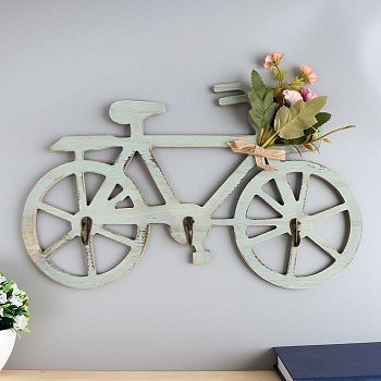 Крючки декоративные дерево "Велосипед с букетом цветов" 22х40х3,5 см