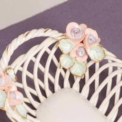 Конфетница "Эклерница", белая, цветная лепка, плетение, 8 см, микс