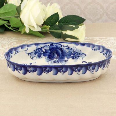 Салатник «Волна», 9×24×5 см, гжель