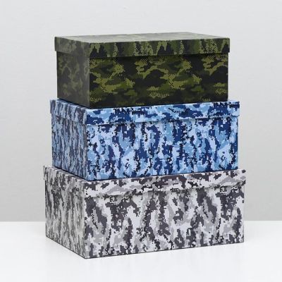 Набор коробок 3 в 1 "Камуфляж 2", 30,5 х 20 х 13 - 26 х 17,5 х 11 см