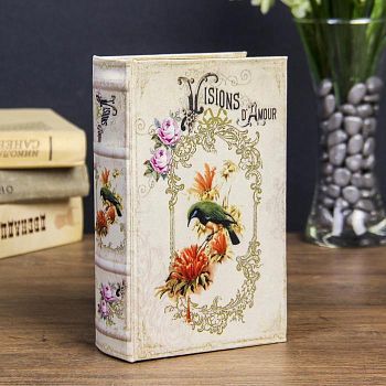Сейф-книга дерево "Колибри" шёлк 17х11х5 см