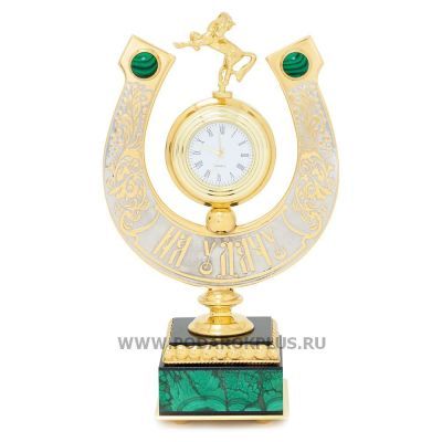 Часы "Подкова на удачу" камень малахит