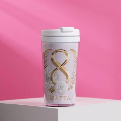 Термостакан со вставкой "8 Марта облака" 250 мл