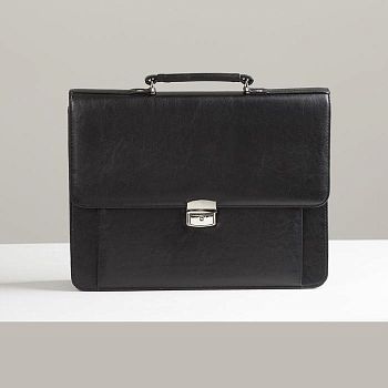 Сумка-портфель мужская на молнии, 2 отдела, цвет чёрный